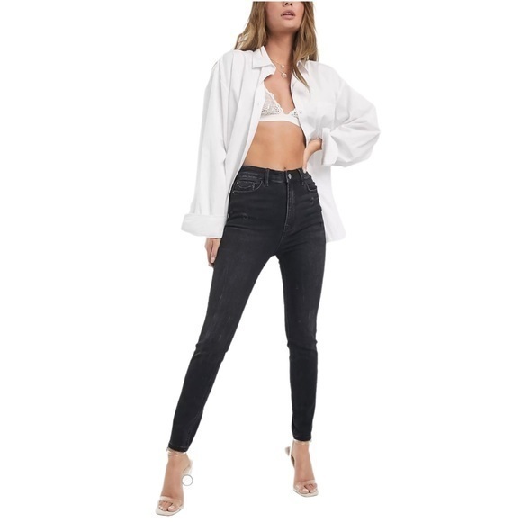 Stradivarius Super High Waist Jeans Distressed - Picture 1 of 6